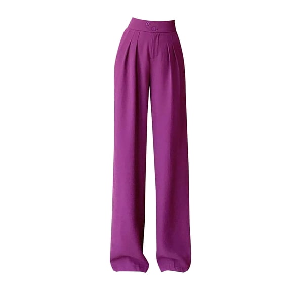 Ketyyh-chn99 Women Pants Plus Size Relaxed Fit Comfort Wear Women's Wide Leg Pants High Waisted Business Work Trousers Long Straight Pants Hot Pink,XL