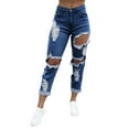 thumbnail image 1 of Ketyyh-chn99 Women Pants Trendy High Waist Female Jeggings for Women High Waist Pocket Jeans Dark Blue,S, 1 of 4
