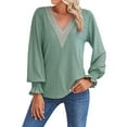 thumbnail image 1 of Ketyyh-chn99 Women T Shirts Autumn Fashion 2023 Blouse Elegant Tops Green,S, 1 of 5