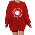 thumbnail image 1 of Ketyyh-chn99 Women Top Round Neck Long Sleeve Sweatshirt Top Pullover Tunic Shirt Red,L, 1 of 5