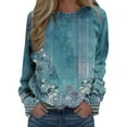 thumbnail image 1 of Ketyyh-chn99 Women Tops and Blouses Long Sleeve Crewneck Women Striped Pullover Tops Blue,S, 1 of 4