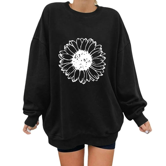Ketyyh-chn99 Women Tops and Blouses Oversized Sweatshirts Hoodies Pullover Sweaters Black,XL