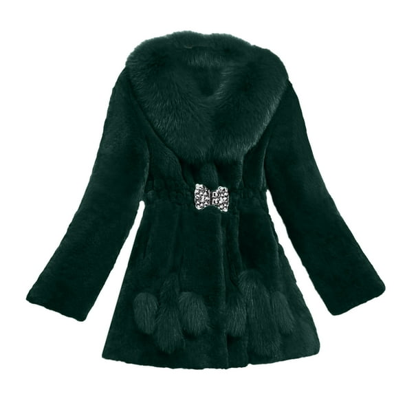 Ketyyh-chn99 Women Winter Parka Coat Solid Winter Elegant Thick Warm Fashion Coat Cardigans Fall Coat Long Outwear Green,L