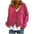 thumbnail image 1 of Ketyyh-chn99 Women's Cardigan Sweater Long Sleeve Solid Color Cardigan Blouse Hot Pink,XL, 1 of 5