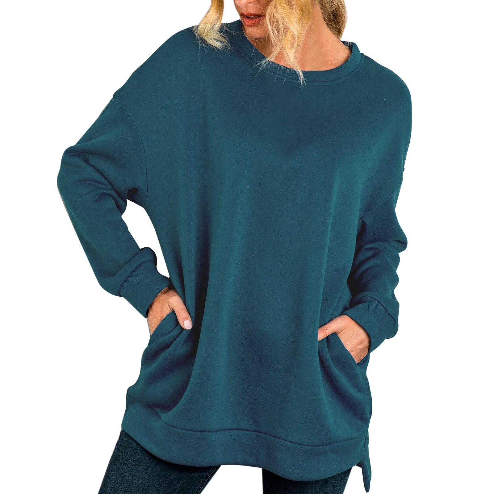 Ketyyh chn99 Women s Hoodies Ladies Tunic Sweatshirts Top Shirt Crewneck Sweatshirt Light Weight Sky Blue M Walmart Business Supplies