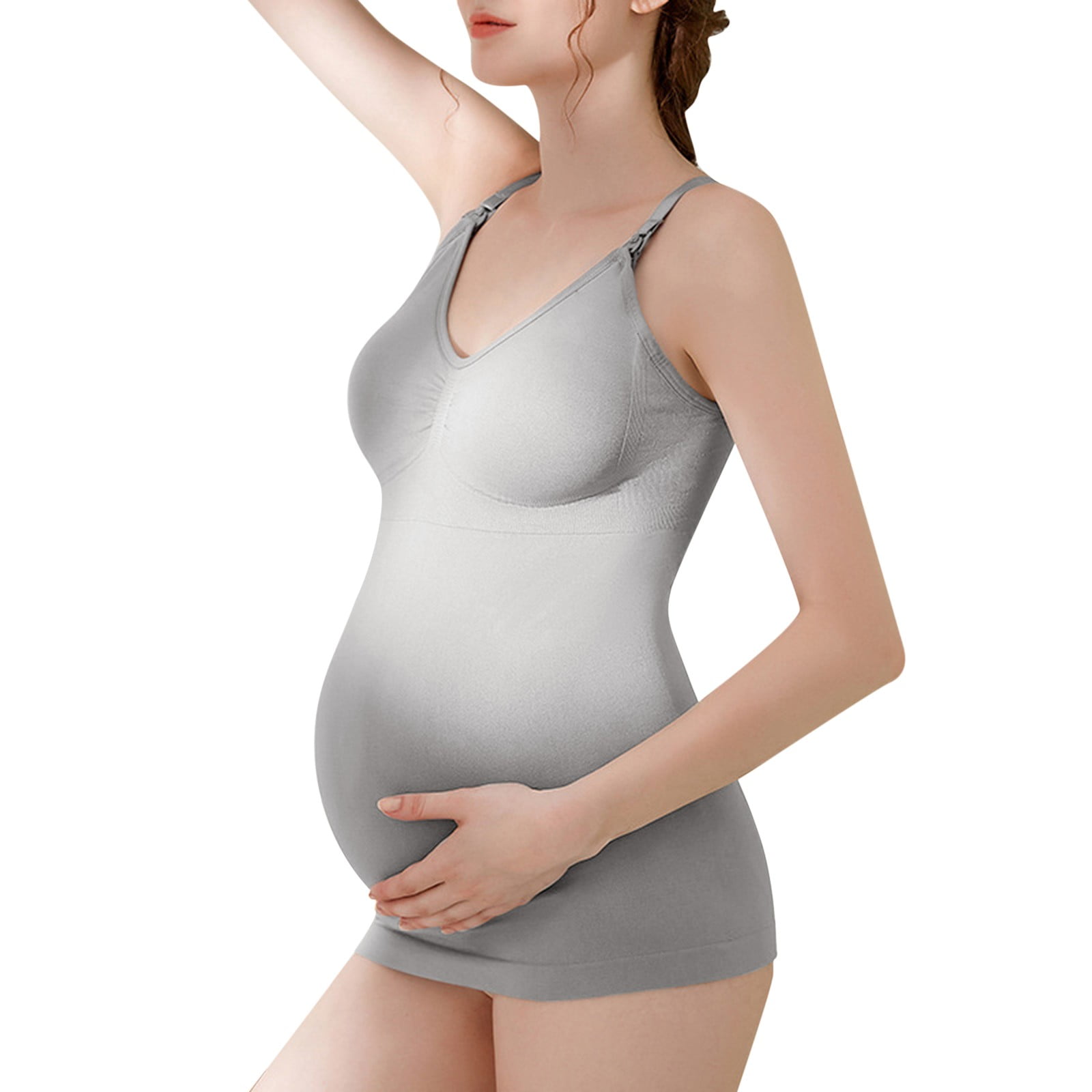 Ketyyh-chn99 Women's Maternity Nursing Tank Tops Camisole Basic Undershirt  Pregnancy Sleep Bra White,S