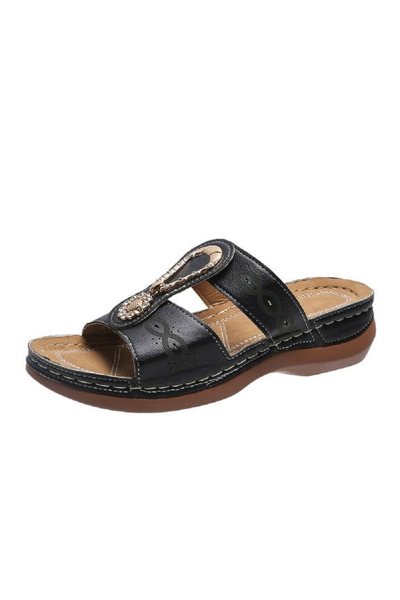 Women's Platform & Wedge Sandals Shoes Ladies Slippers Women's Wedge Sandals Platform Sandals Strap Sandals Black,6.5