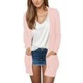 thumbnail image 1 of Ketyyh-chn99 Women's Plus Size Cardigan Drape Open Front High Low Hem Sweater Pink,L, 1 of 5