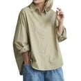 thumbnail image 1 of Ketyyh-chn99 Women's Shirts 2024 Button Down Shirts Blouses Vintage Colorful Top Khaki,M, 1 of 5