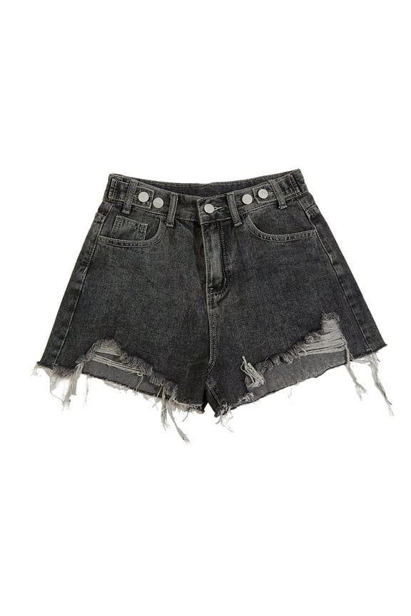 Women's Shorts 2024 Ripped Distressed Stretchy Jean Shorts Grey,XS