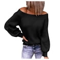 thumbnail image 1 of Ketyyh-chn99 Women's Sweaters Solid Pullover Turtleneck Blouse Long Sleeve Plush Tops Sweater Black,XL, 1 of 5