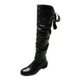thumbnail image 1 of Ketyyh-chn99 Women's Winter Boots Retro Lace up Boots for Round Toe Low Heel Knee High Combat Boots Black,41, 1 of 5