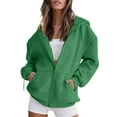 thumbnail image 1 of Ketyyh-chn99 Womens Active Long Sleeve Zip Up Hoodies Fashion Women Casual Hooded Slim Zipper Sweater Y2K Jacket Coat(Green,M), 1 of 5