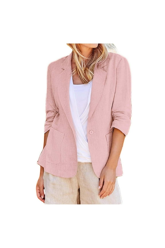Womens Blazer Winter Coats for Women 2024 Women Double Lapel Office Blazer Blazer Jacket Short Blazer Pink,L