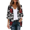 thumbnail image 1 of Ketyyh-chn99 Womens Cardigans Lightweight Solid Color Kimono Cardigans Ruffles Cardigan Black,2XL, 1 of 4