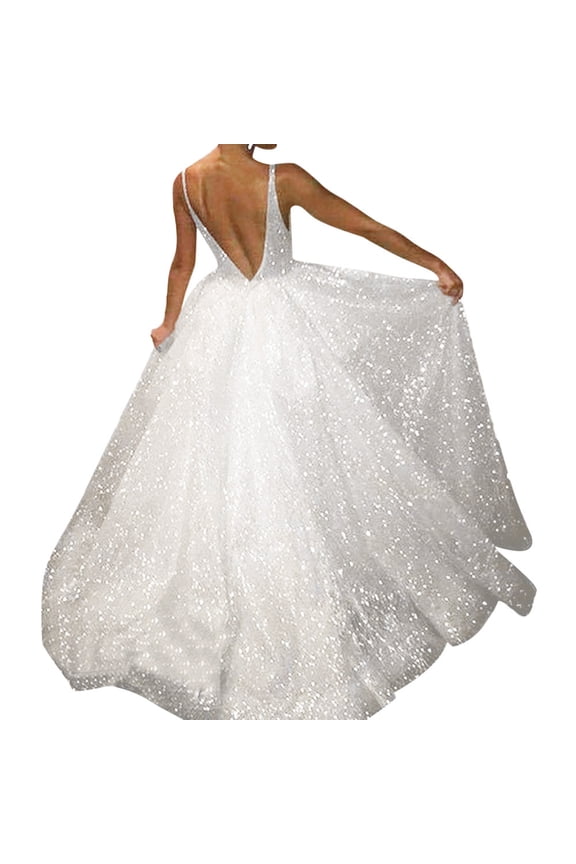 Womens Evening Dresses Wedding Dress Maxi Dress Evening Party Elegant Dresses Formal Evening Gown for Wedding Guest Silver,5XL