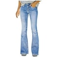 thumbnail image 1 of Ketyyh-chn99 Womens Flare Jeans High Waisted Women's Wide Leg Jeans Stretchy Casual Baggy Straight Leg Jeans High Waisted Buttoned Fashion Denim Pants for 5XL,Light Blue, 1 of 5