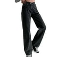 thumbnail image 1 of Ketyyh-chn99 Womens Jeans Solid Mid Waisted Wide Leg Pants Straight Casual Baggy Trousers Black,L, 1 of 3