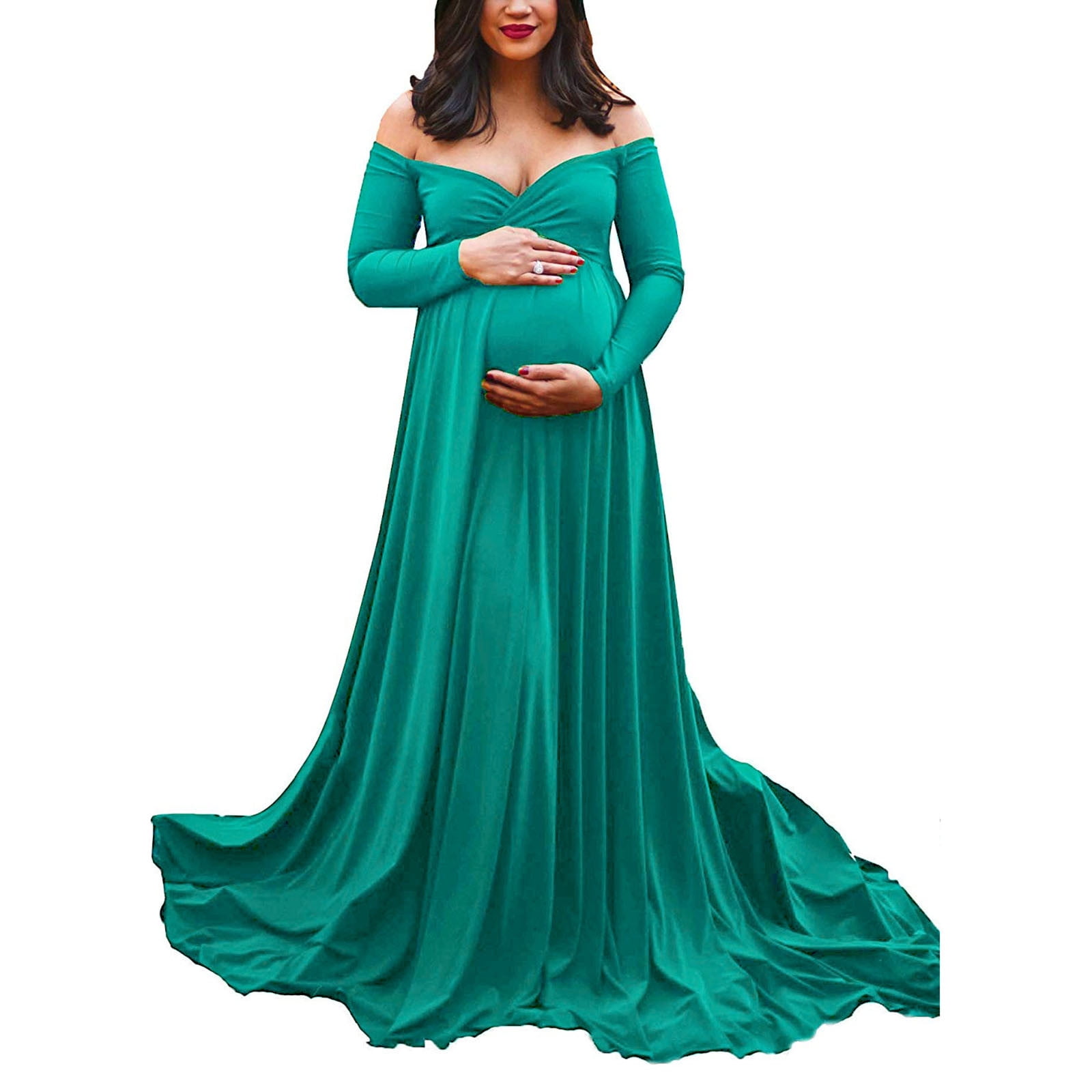 Ketyyh-chn99 Womens Maternity Dresses Long Sleeve Maternity Dress Clothes  Ruched Pregnancy Dress Green,S - Walmart Business Supplies