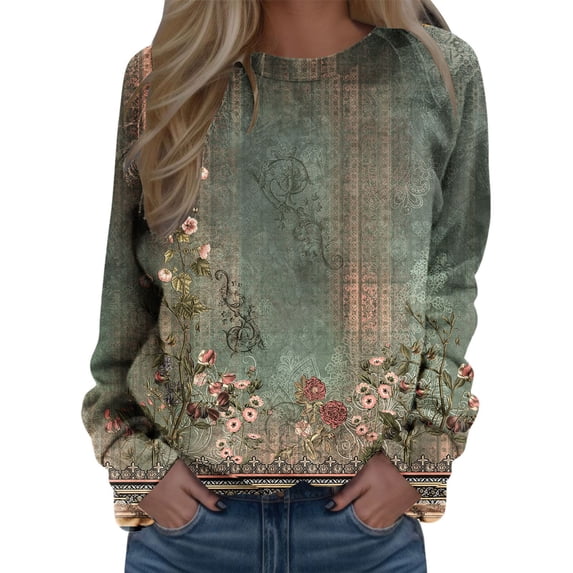Ketyyh-chn99 Womens Plus Activewear Casual Long Sleeve Round Neck Pullover Sweatshirt AG,S
