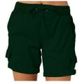 thumbnail image 1 of Ketyyh-chn99 Womens Shorts Dressy Casual Womens Shorts Drawstring Mid-Rise Shorts Comfy Summer Casual Shorts Wide Leg Cotton Linen Short for Women Green,3XL, 1 of 5