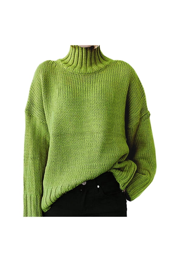 Womens Sweaters Winter Warm Pullover Sweater Knitted Jumper Tops Green,2XL