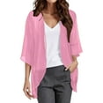 thumbnail image 1 of Ketyyh-chn99 Womens Tops Plus Size 2023 Rib Trim Cardigan Shrug Sweater Open Front Loose Jackets Tops Hot Pink,XL, 1 of 4