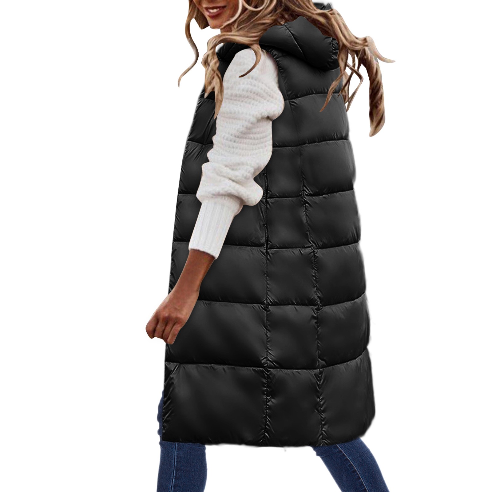 Ketyyhchn99 Womens Vest Jacket 2023 Long Coat Warm Lapel Trench Jacket