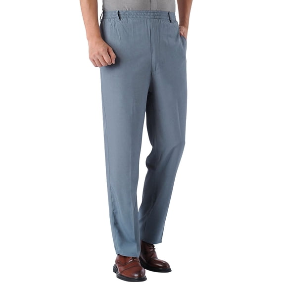 Ketyyh-chn99 Work Pants for Men Casual Linen Pants Elastic Waist Drawstring Trousers Light Blue,6XL