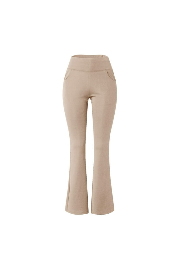 Yoga Leggings for Women Palazzo Flared Yoga Pants Women Bootcut Yoga Pants with Pockets High Waist Gym Fitness Trousers Khaki,XL