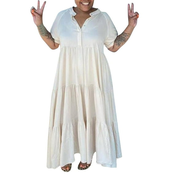 Ketyyh-chn99 for Women Plus Size Sundress Stretchy Dress Summer Casual Loose Mini Dresses for Women Sun Dress A,S