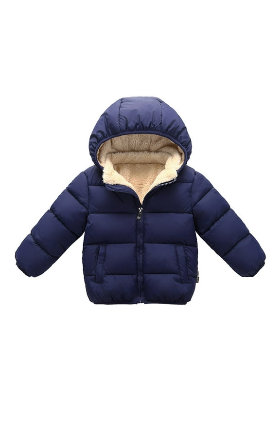 Toddler Boys Girls Thicken Hooded Coats Jackets Kids Winter Warm Snow Clothes Outwear Navy,5-6 Years