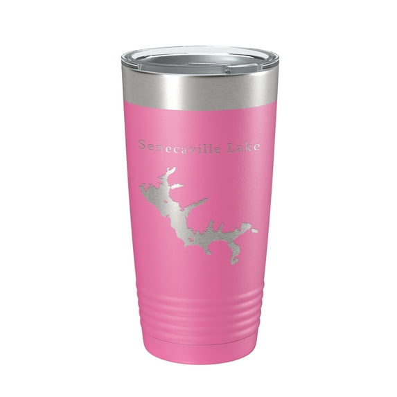 Keuka Lake Map Tumbler Travel Mug Insulated Laser Engraved Coffee Cup New York 20 oz Pink