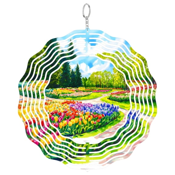Keukenhof Tulips 3D Wind Spinner Netherlands Floral Yard Art