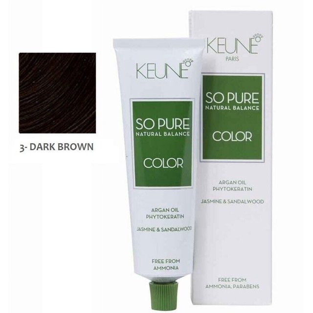 Keune HAIR COLOR Tinta Color & So Pure 60ml/ 2.0oz, 3Dark Brown (So