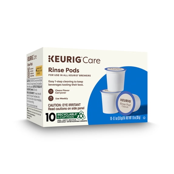 Keurig Classic 1.0 and Plus 2.0 Series K-Cup Pod Coffee Makers 10ct Rinse Pods, Reduce Flavor Carry-over, Brews in Both Medium