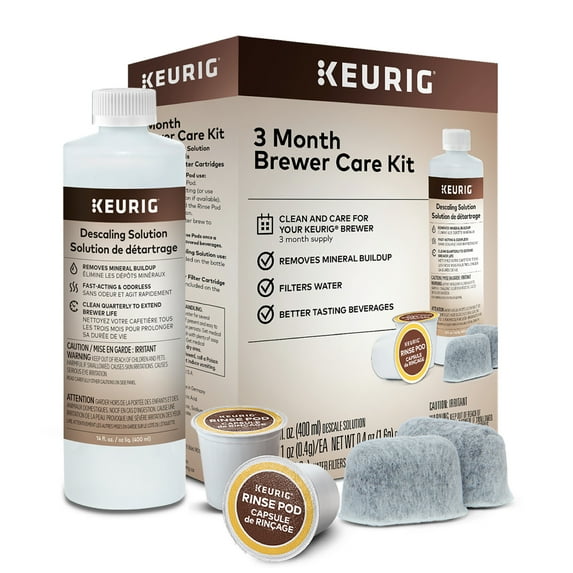 Keurig 3 month Brewer Maintenance Kit, with Rinse Pods, Descale Solution, and Filter Cartridges