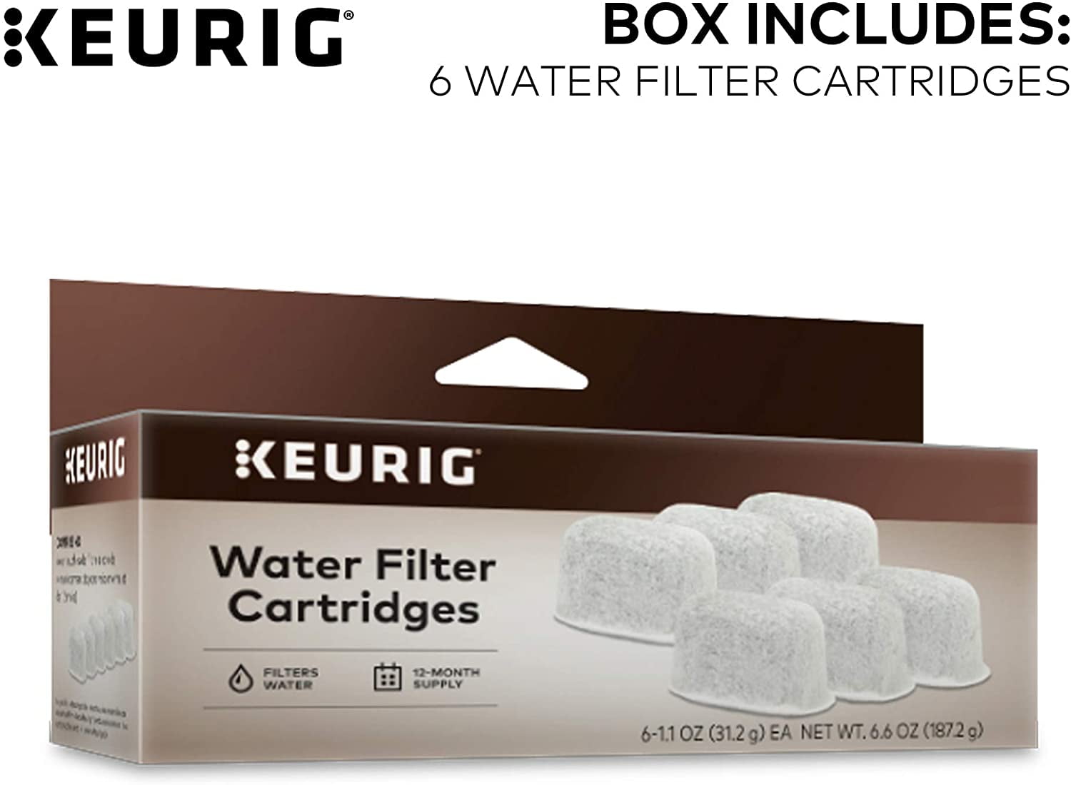 Keurig 6-Pack Water Filter Refill Cartridges, 6 Count