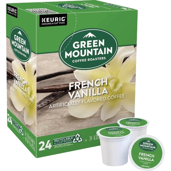 Keurig Coffee Pods K-Cups 16 / 18 / 22 / 24 Count Capsules All Brands / Flavors (24 Pods Green Mountain - French Vanilla)