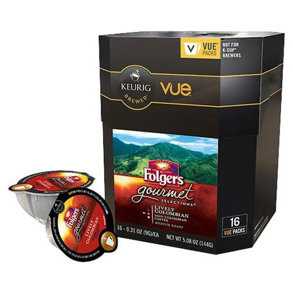 Keurig Folgers Gourmet Selections Lively Colombian VUE Packs Coffee, 16