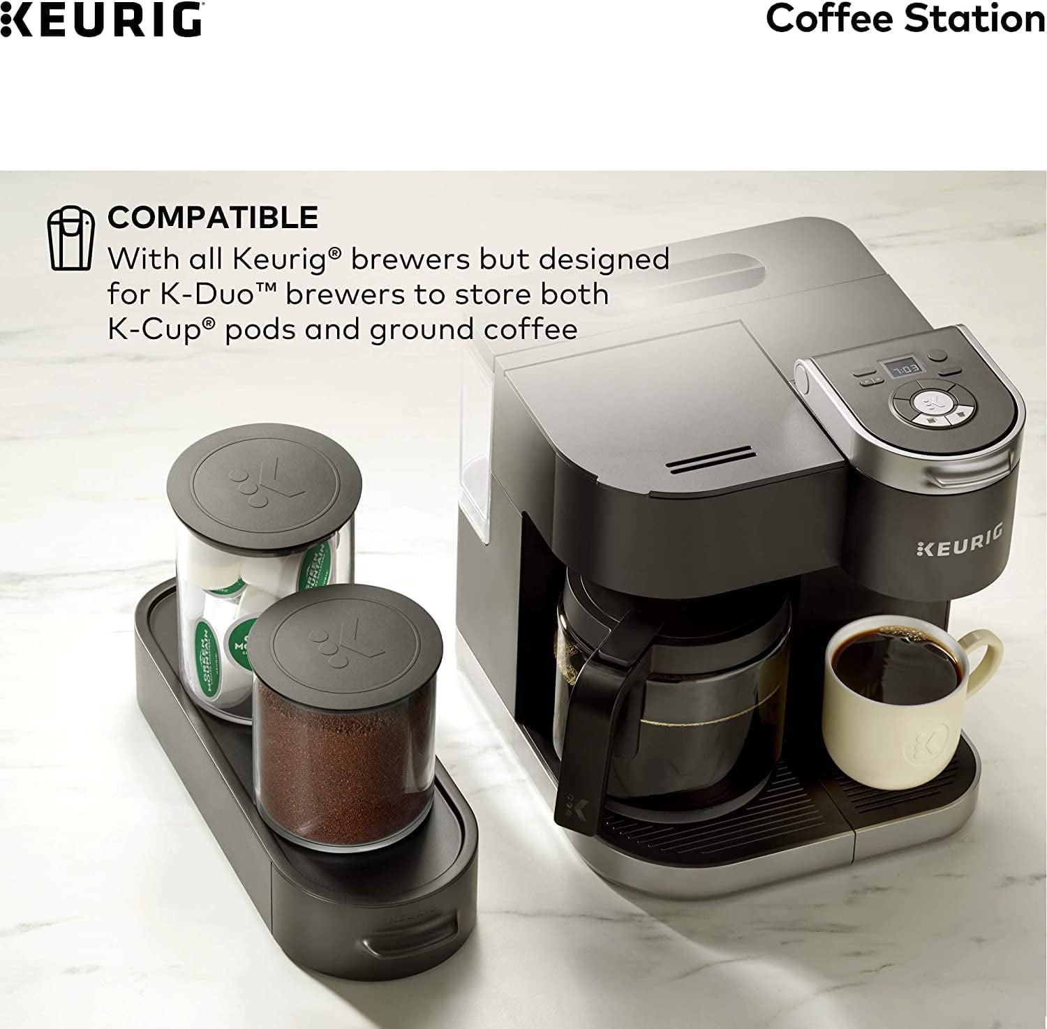Keurig KDuo Coffee Maker Single Serve and 12Cup Carafe Drip Coffee Brewer Compatible with K
