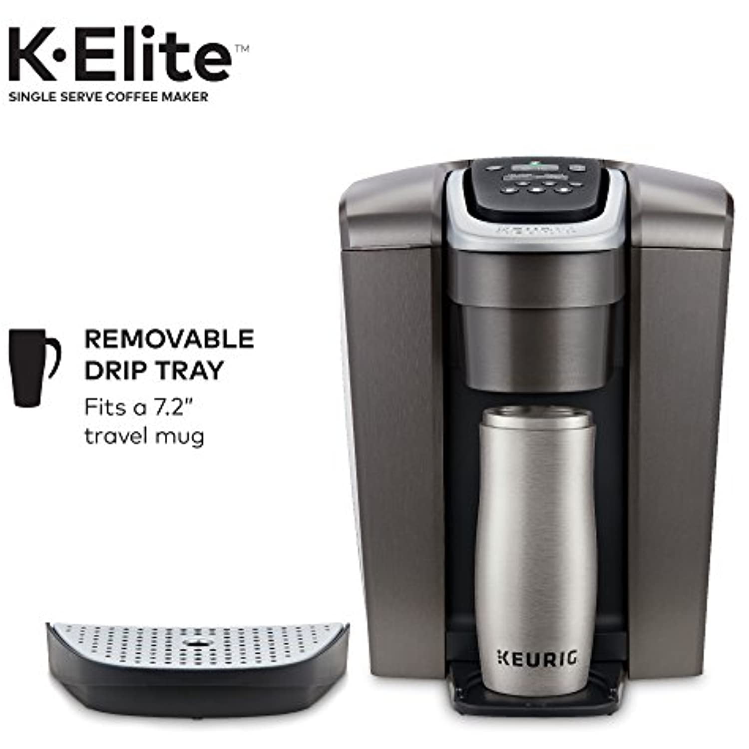 Keurig K-Elite Coffee Maker, With Iced Coffee Capability, Brushed Slate + Starbucks K-Cup Coffee Pods — Blonde, Medium & Dark Roast Variety — 1 Box (40 Pods Total)