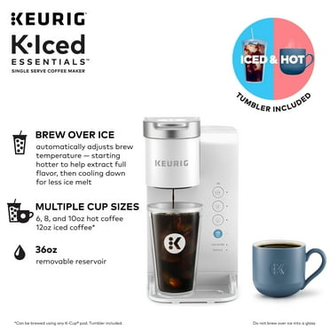 Keurig K-Iced Essentials Iced and Hot Single-Serve K-Cup Pod Coffee Maker, White