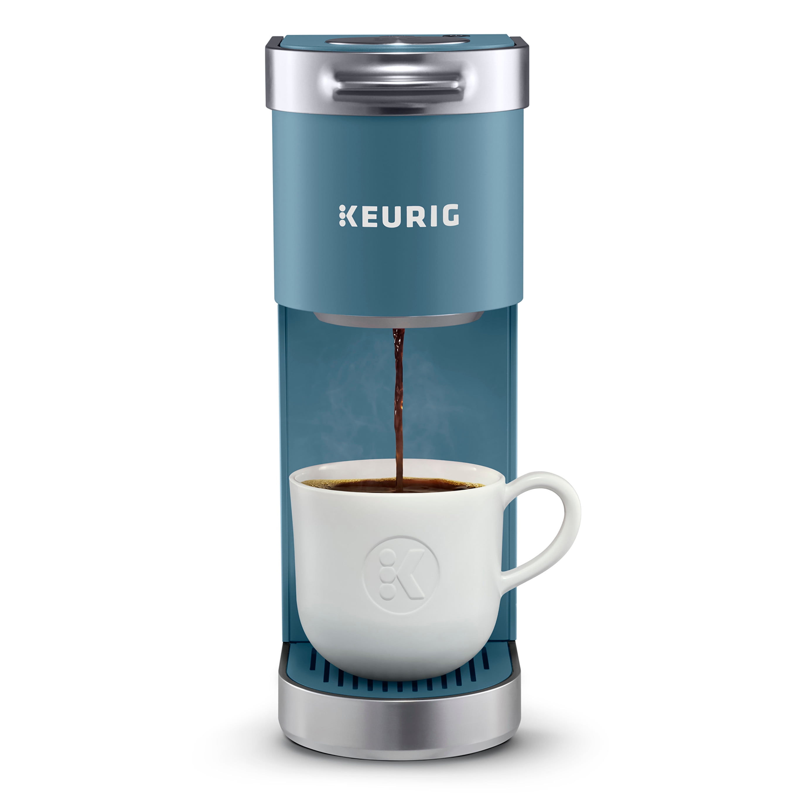 Keurig K-Mini Plus Single Serve K-Cup Pod Coffee Maker, Evening Teal &  Travel Mug Fits K-Cup Pod Coffee Maker, 1 Count (Pack of 1), Stainless Steel