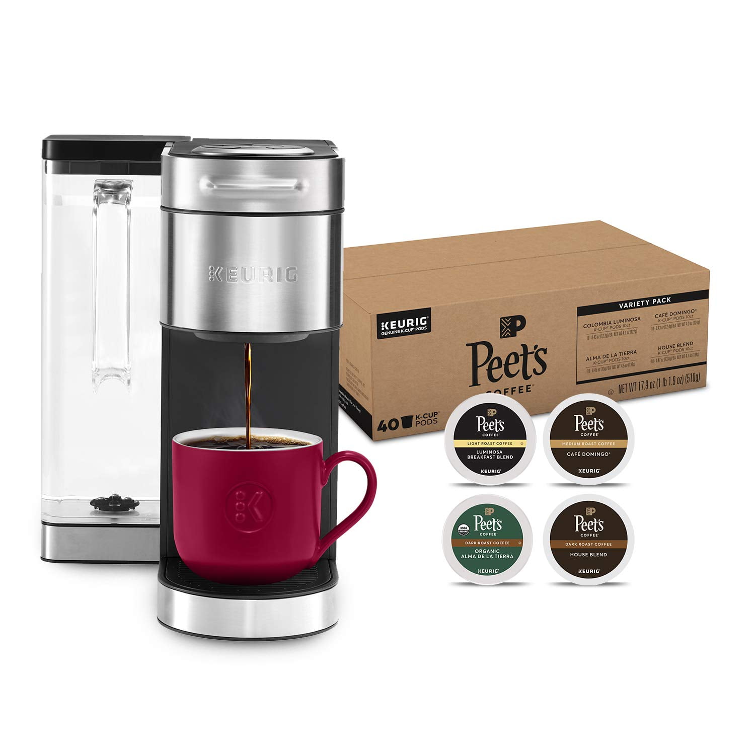 Keurig KSupreme Plus Coffee Maker, Stainless Steel + Peet,S Coffee