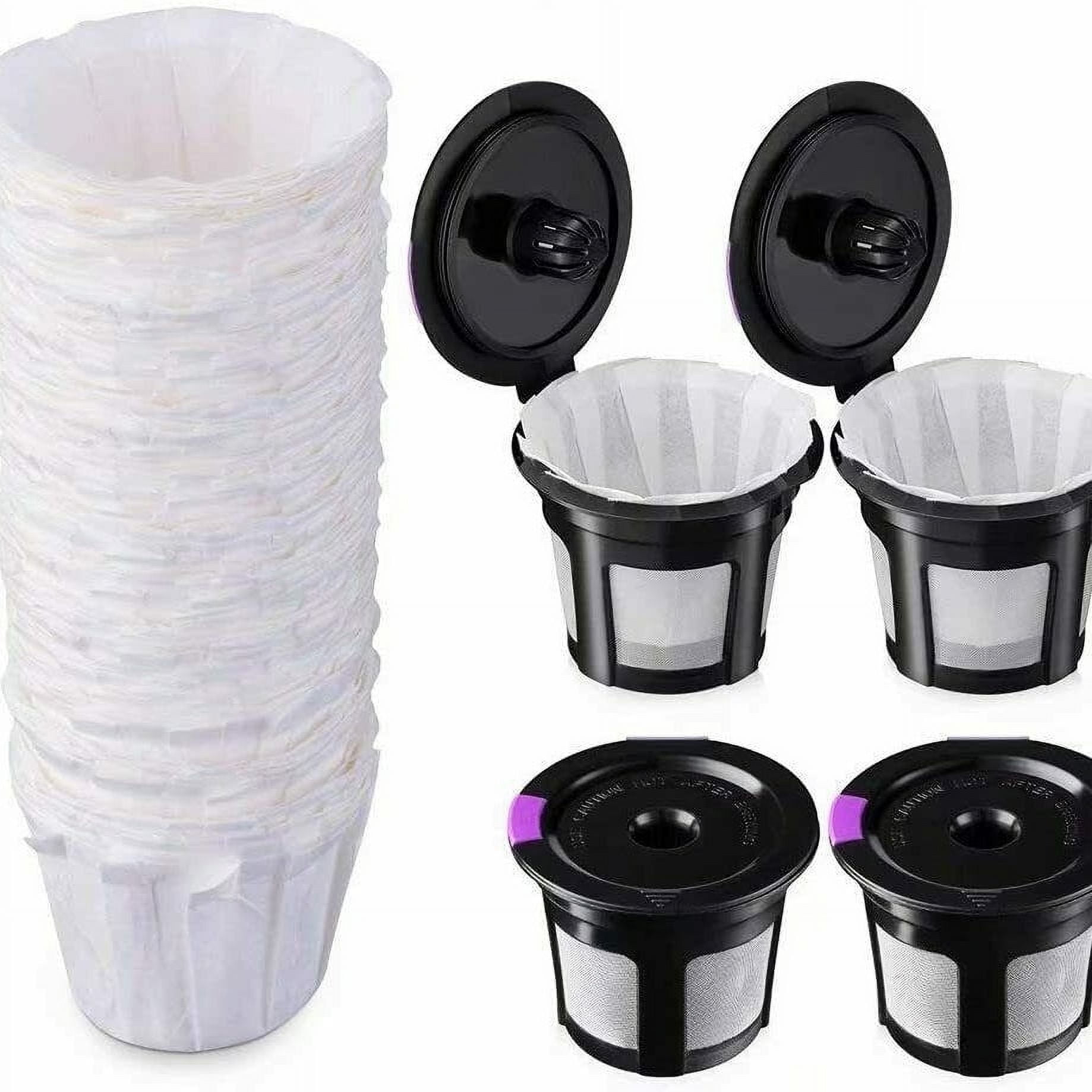 Keurig Reusable K Cups Pods Filters Set, 4 Pack + 100 PCS Coffee paper