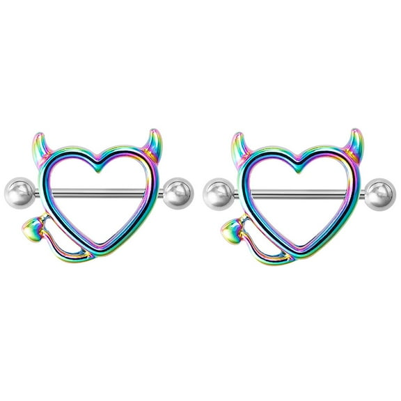 Keusn Fangs Design Multicolor Steel Nipple Barbell Rings