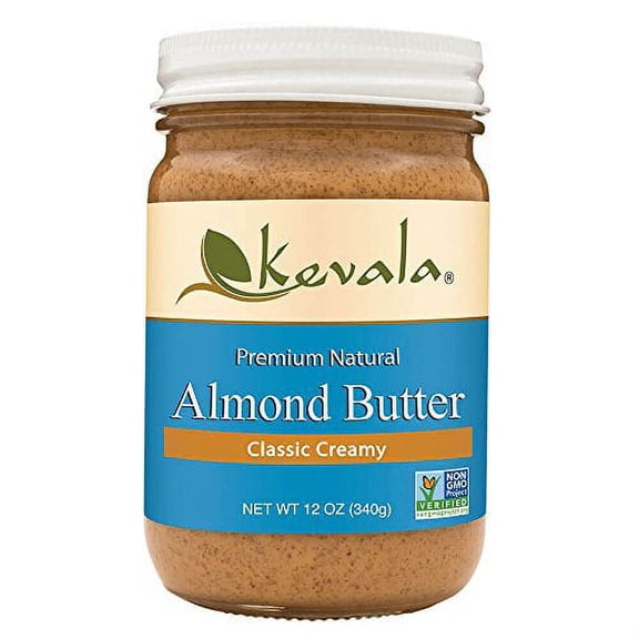 Kevala Almond Butter Creamy, 12 oz, Glass Jar, Gluten-Free Spread for Toast