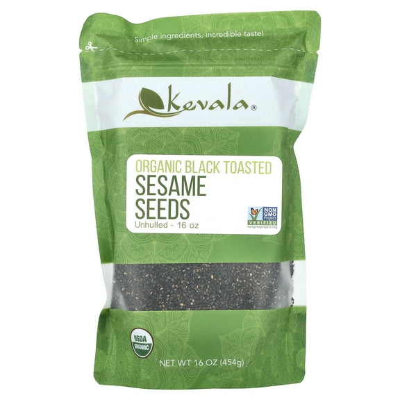 Kevala Organic Black Toasted Sesame Seeds, Unhulled, 16 oz (454 g)