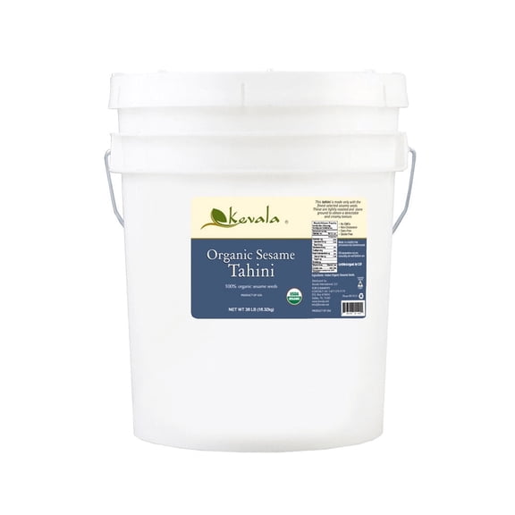 Kevala Organic Sesame Tahini, 36 lb, Gluten Free Hummus Base, For Vegan Snacks